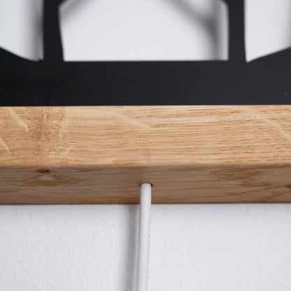 Prismis Wandbild Stahl Schwarz und Eichenholzrahmen - Kabel Detail