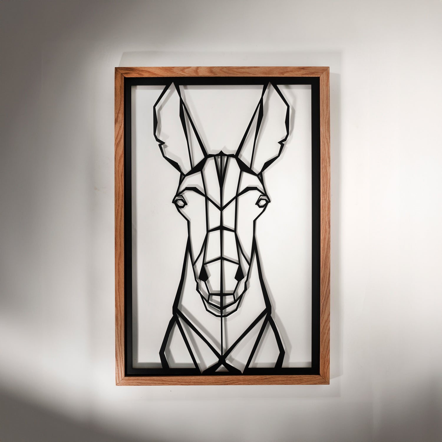 Prismis Wireframe Wandbild Eichenholz und schwarzes MDF - Individuell - Esel