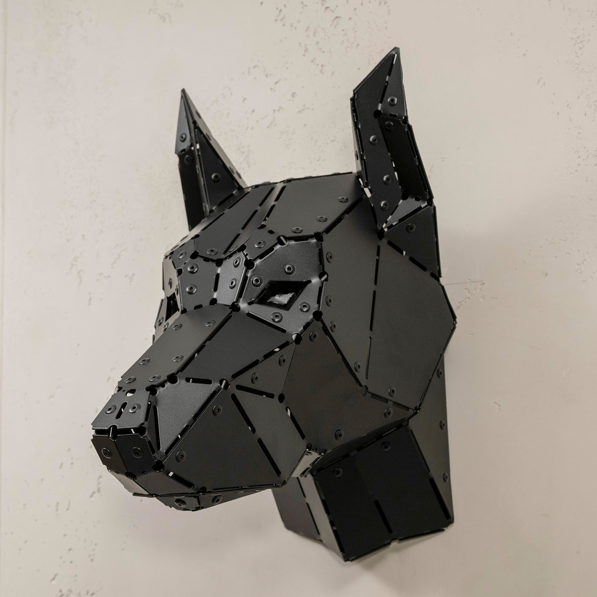 Kantéa Dobermannkopf XL aus Stahl Polygonal Nietkonstruktion 