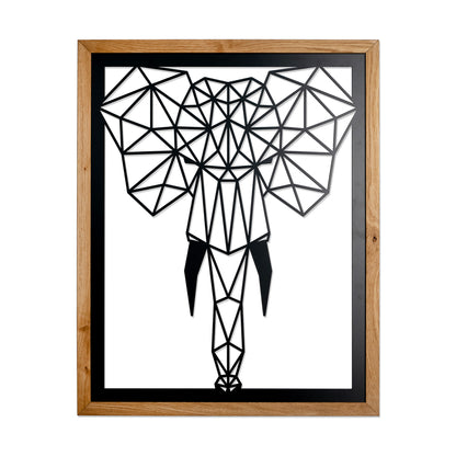 Prismis Wandbild Stahl Schwarz und Eichenholzrahmen - Elefant