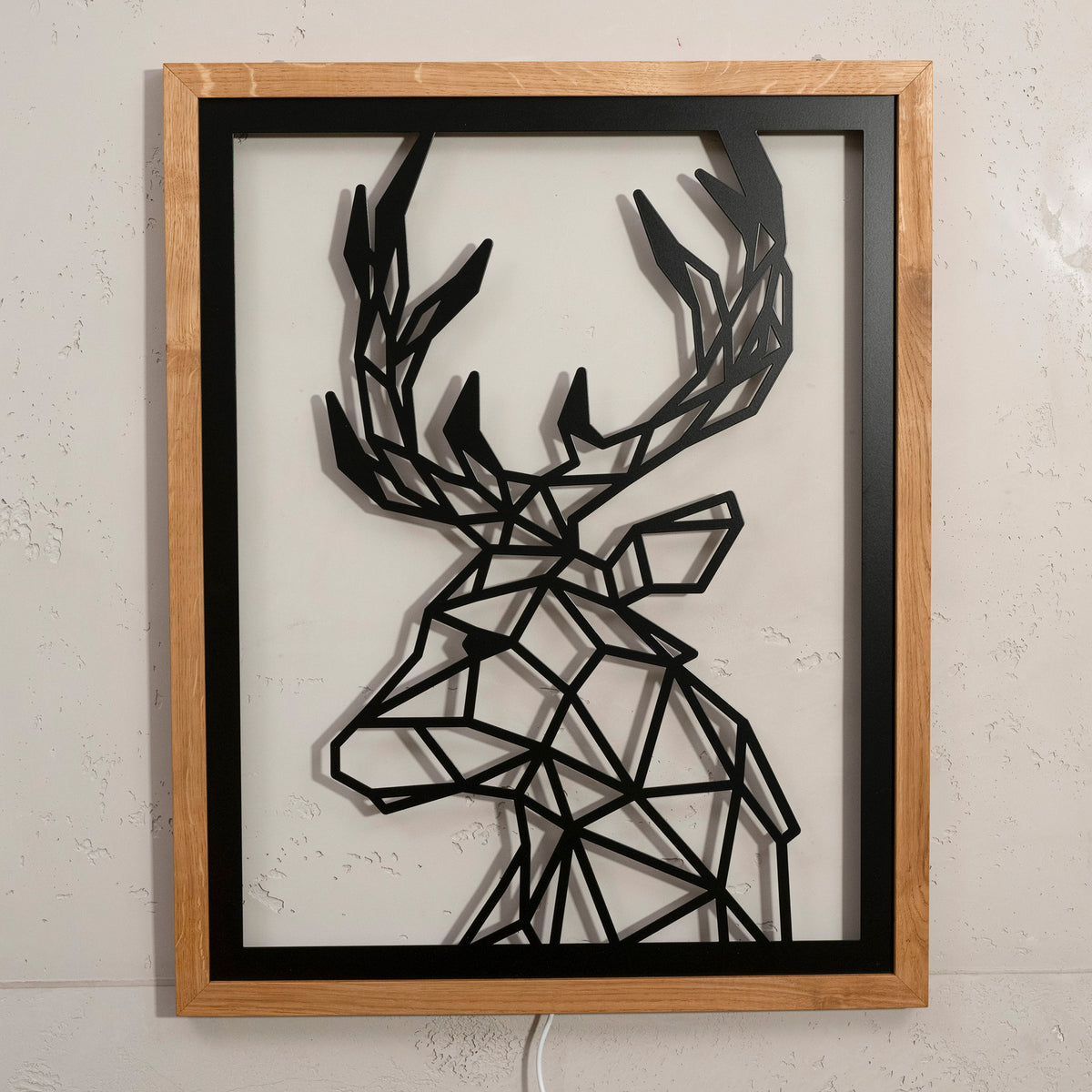 Prismis Wandbild Hirsch aus Stahl mit LED-Beleuchtung - ausgeschaltet