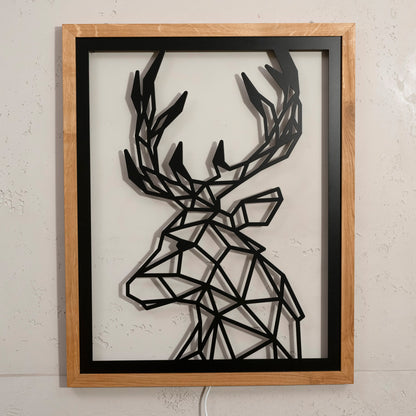 Prismis Wandbild Hirsch aus Stahl mit LED-Beleuchtung - ausgeschaltet
